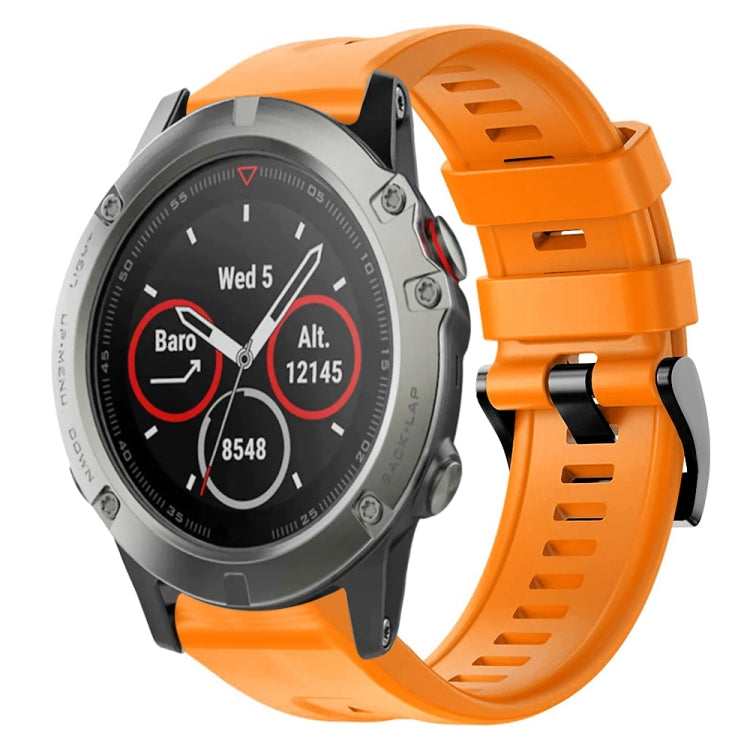 For Garmin Quatix 5 Metal Buckle Solid Color Silicone Watch Band