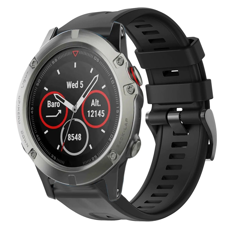 For Garmin Quatix 5 Metal Buckle Solid Color Silicone Watch Band