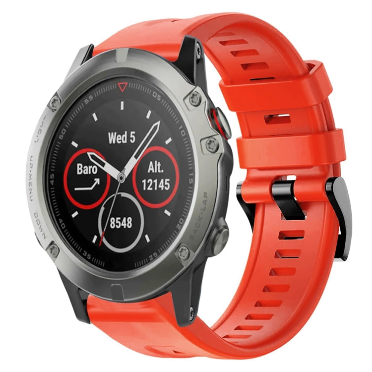 For Garmin Quatix 5 Metal Buckle Solid Color Silicone Watch Band