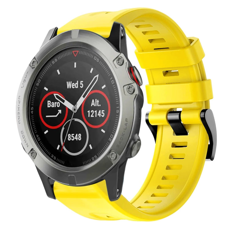 For Garmin Quatix 5 Metal Buckle Solid Color Silicone Watch Band