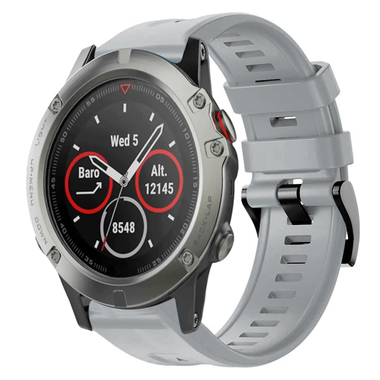 For Garmin Quatix 5 Metal Buckle Solid Color Silicone Watch Band