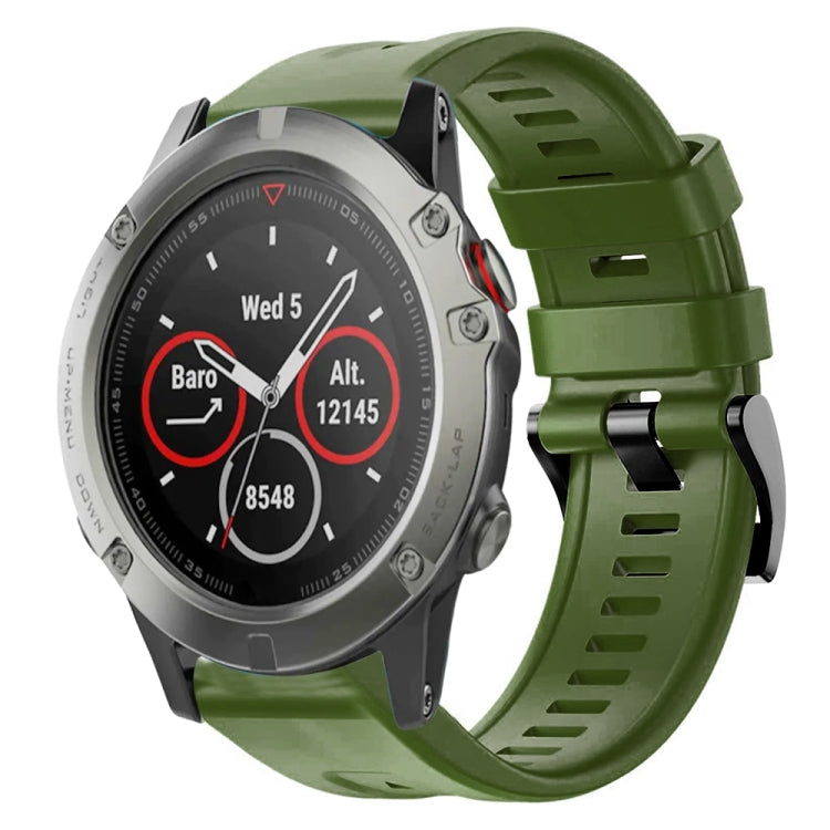 For Garmin Quatix 5 Metal Buckle Solid Color Silicone Watch Band