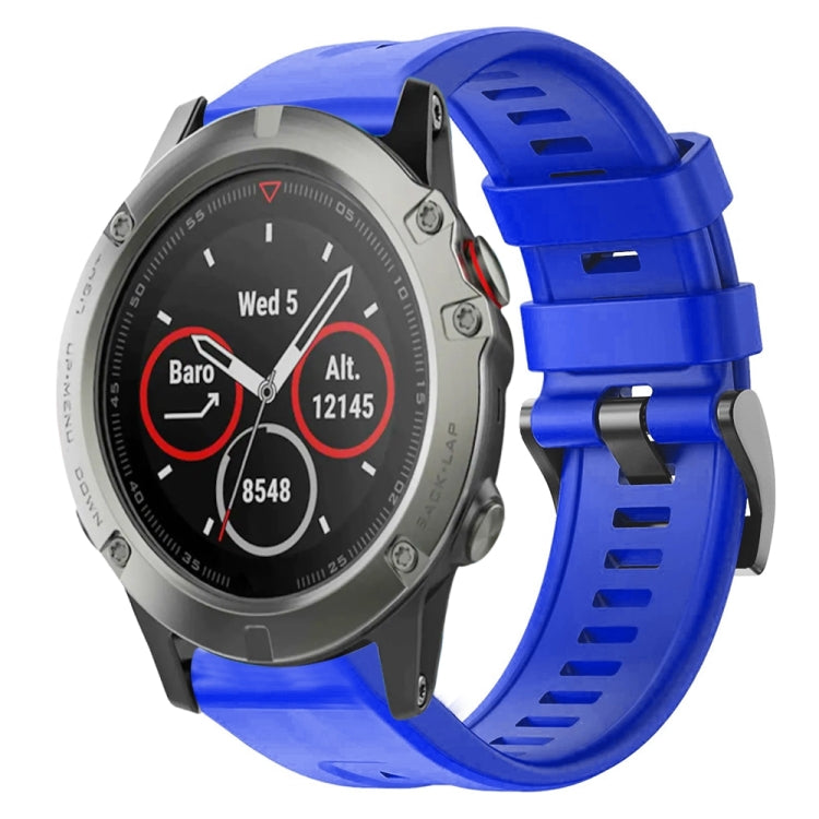For Garmin Quatix 5 Metal Buckle Solid Color Silicone Watch Band