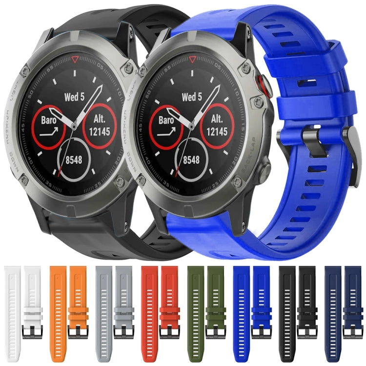 For Garmin Quatix 5 Metal Buckle Solid Color Silicone Watch Band