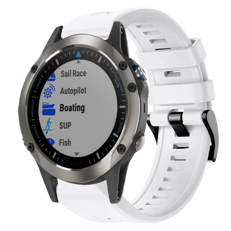 For Garmin Quatix 5 Sapphire Metal Buckle Solid Color Silicone Watch Band
