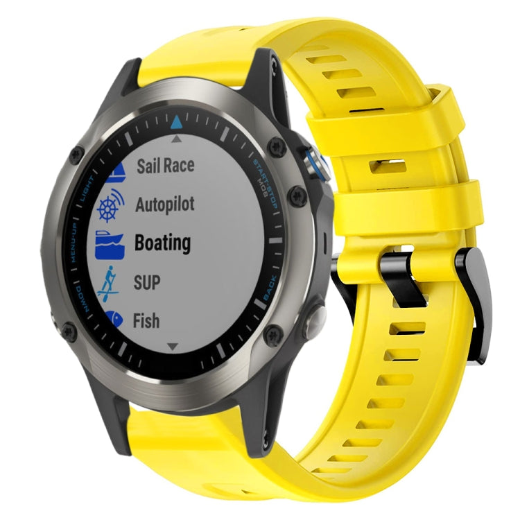 For Garmin Quatix 5 Sapphire Metal Buckle Solid Color Silicone Watch Band