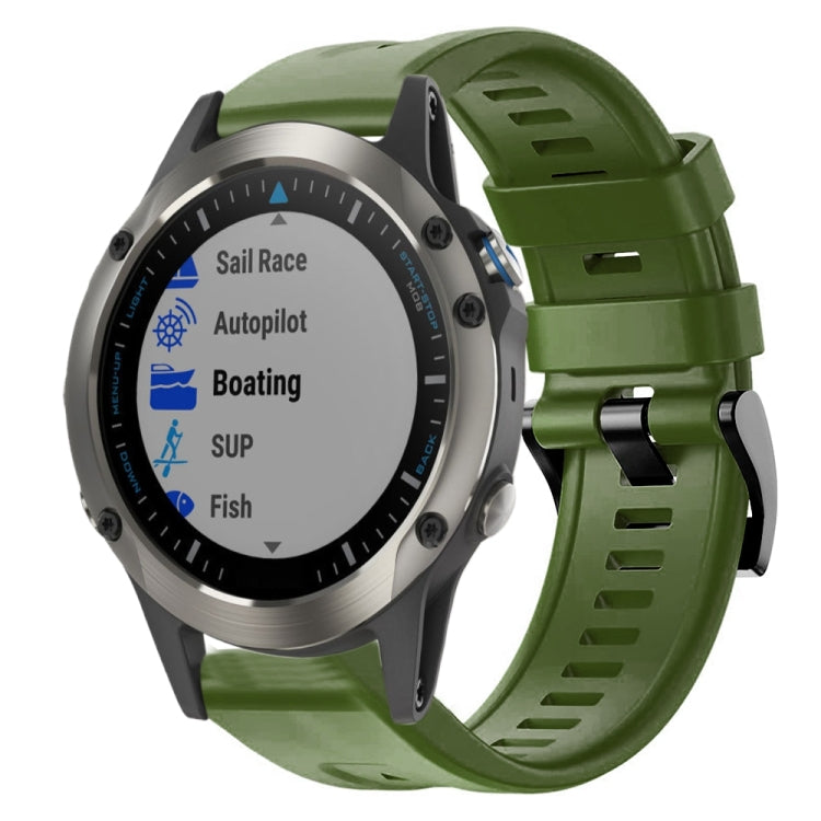 For Garmin Quatix 5 Sapphire Metal Buckle Solid Color Silicone Watch Band