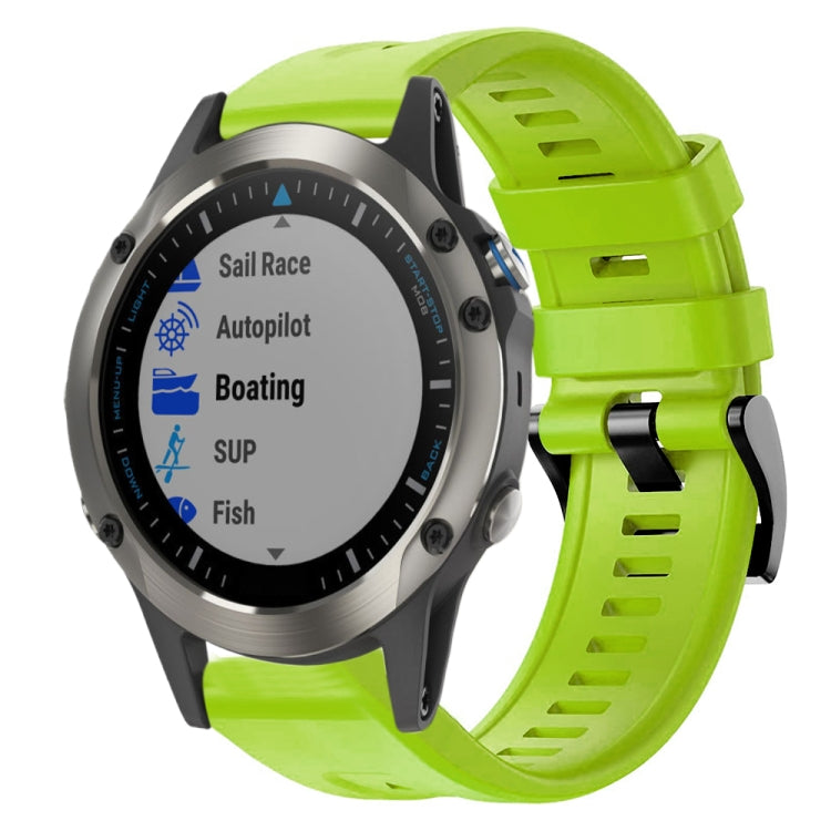 For Garmin Quatix 5 Sapphire Metal Buckle Solid Color Silicone Watch Band