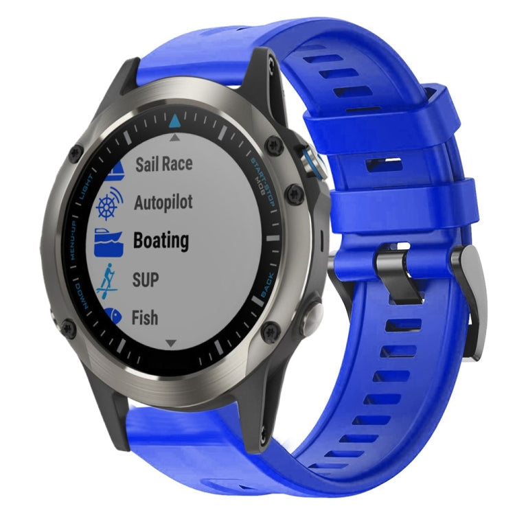 For Garmin Quatix 5 Sapphire Metal Buckle Solid Color Silicone Watch Band