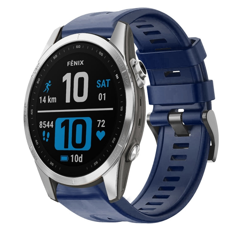 For Garmin Fenix 7S Metal Buckle Solid Color Silicone Watch Band