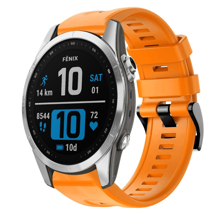 For Garmin Fenix 7S Metal Buckle Solid Color Silicone Watch Band