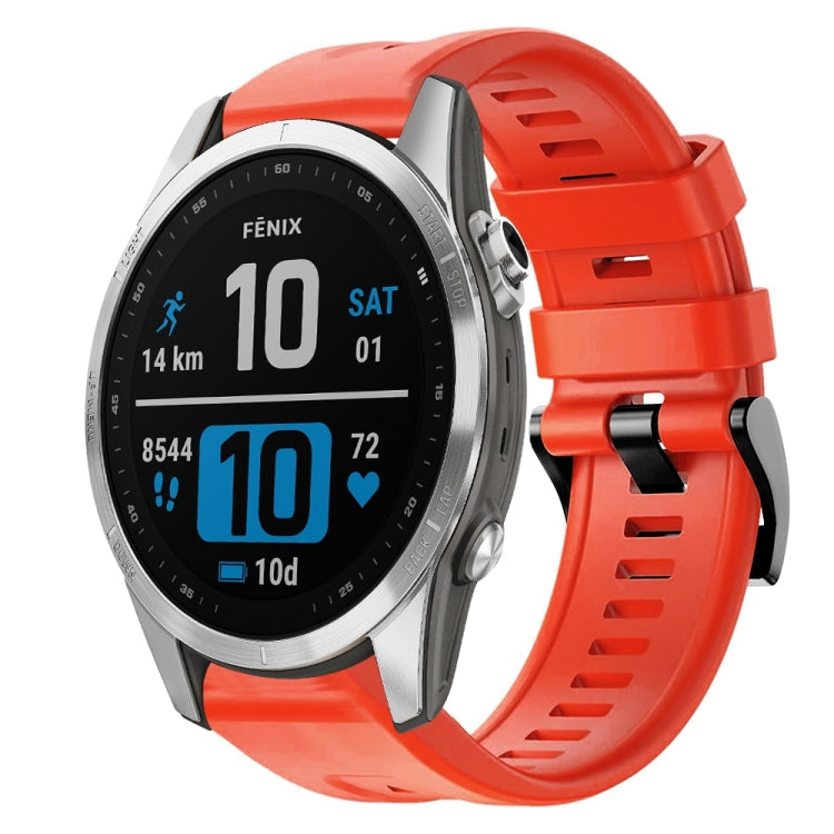 For Garmin Fenix 7S Metal Buckle Solid Color Silicone Watch Band