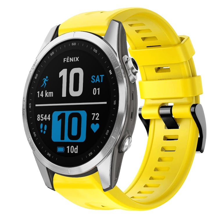 For Garmin Fenix 7S Metal Buckle Solid Color Silicone Watch Band