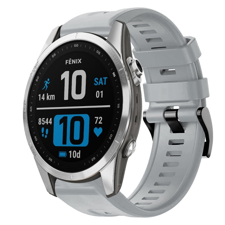 For Garmin Fenix 7S Metal Buckle Solid Color Silicone Watch Band