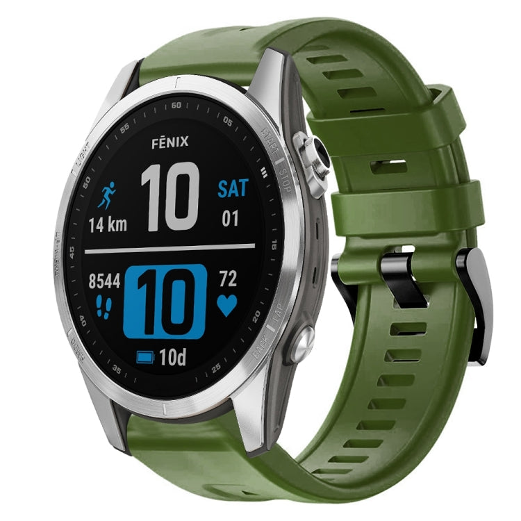 For Garmin Fenix 7S Metal Buckle Solid Color Silicone Watch Band