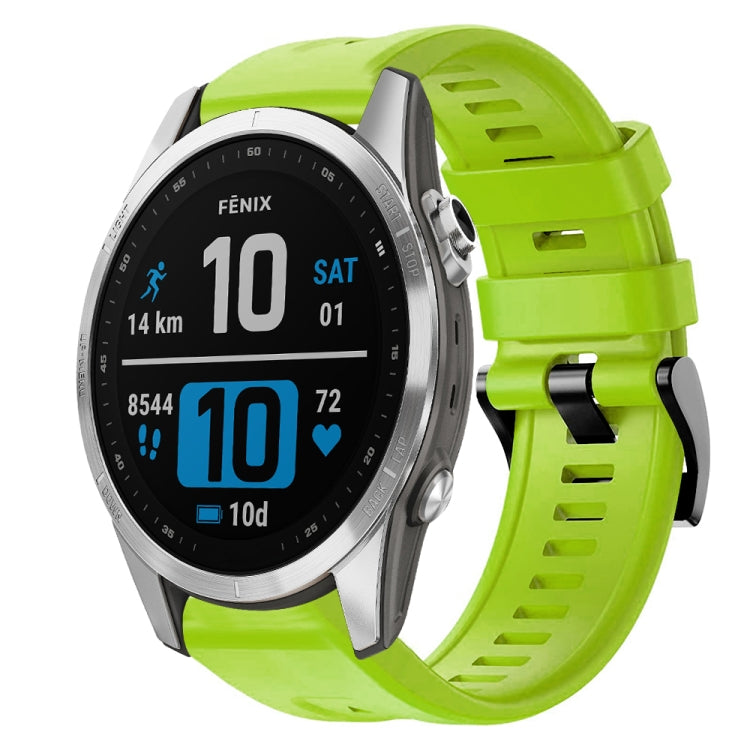 For Garmin Fenix 7S Metal Buckle Solid Color Silicone Watch Band