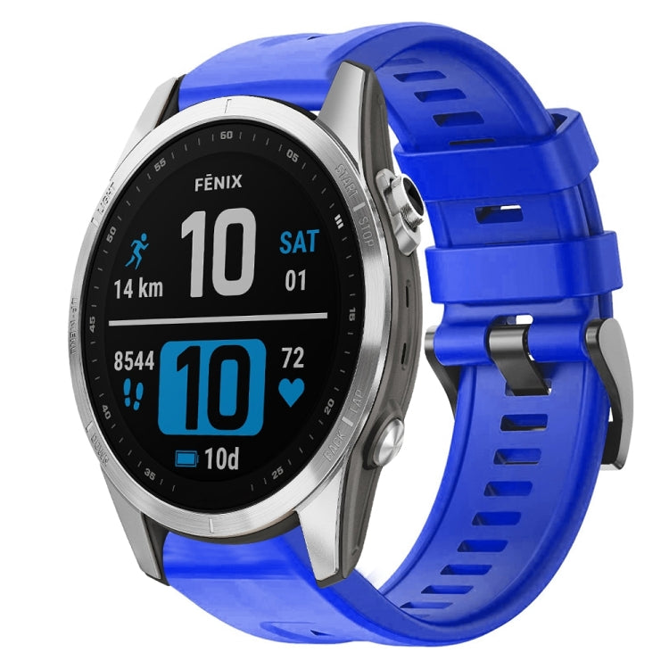 For Garmin Fenix 7S Metal Buckle Solid Color Silicone Watch Band