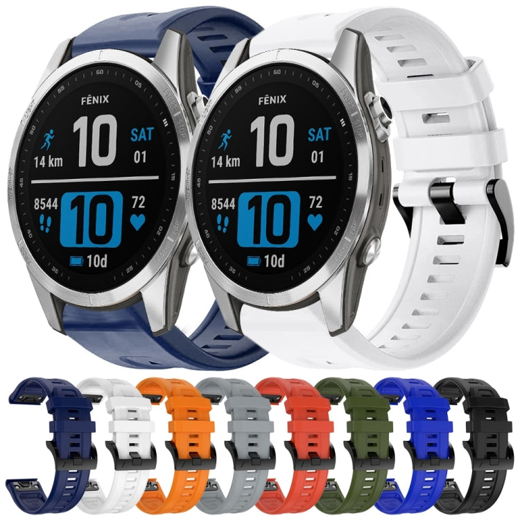 For Garmin Fenix 7S Metal Buckle Solid Color Silicone Watch Band