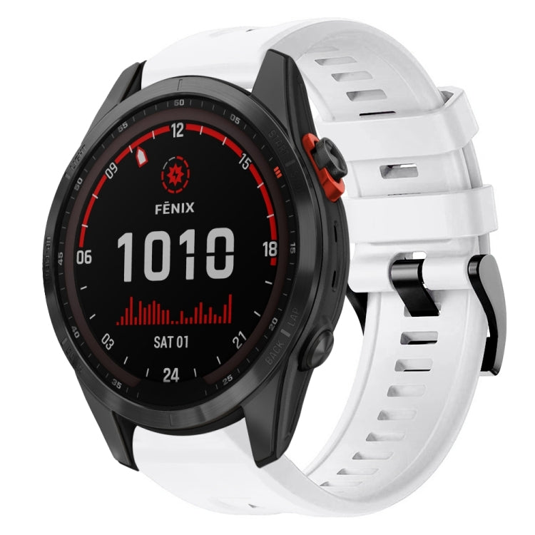 For Garmin Fenix 7S Solar Metal Buckle Solid Color Silicone Watch Band