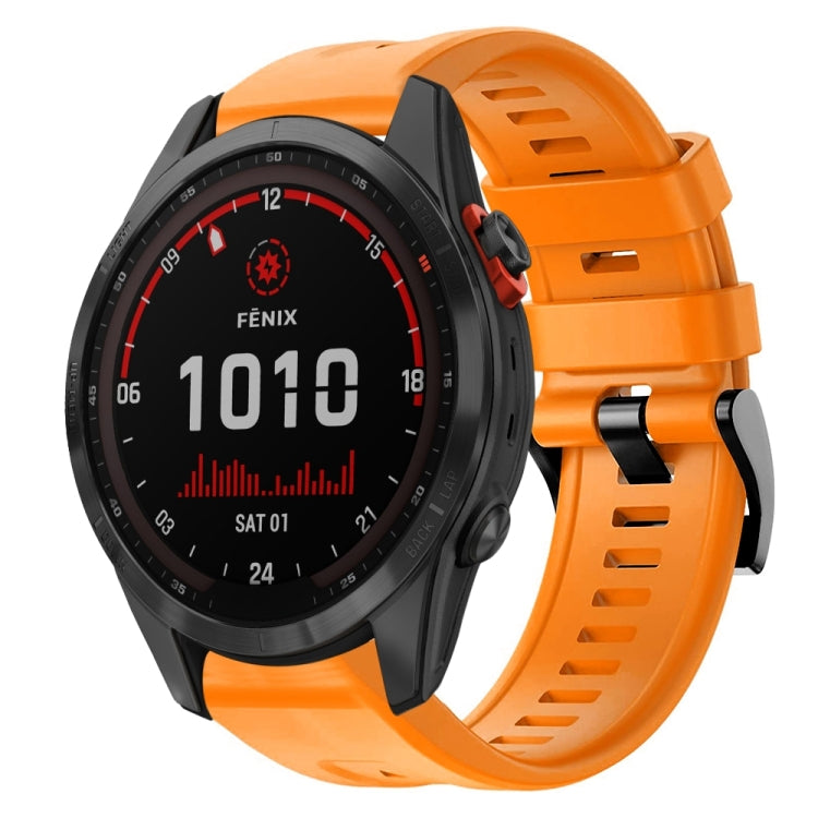 For Garmin Fenix 7S Solar Metal Buckle Solid Color Silicone Watch Band