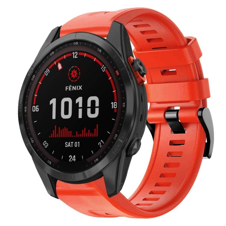 For Garmin Fenix 7S Solar Metal Buckle Solid Color Silicone Watch Band