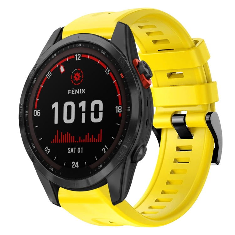 For Garmin Fenix 7S Solar Metal Buckle Solid Color Silicone Watch Band