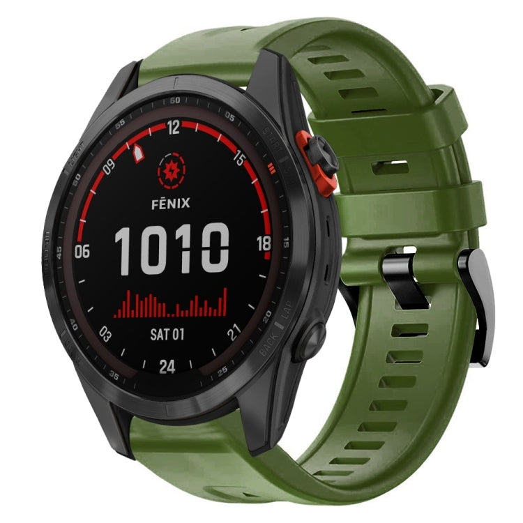 For Garmin Fenix 7S Solar Metal Buckle Solid Color Silicone Watch Band