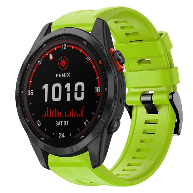 For Garmin Fenix 7S Solar Metal Buckle Solid Color Silicone Watch Band