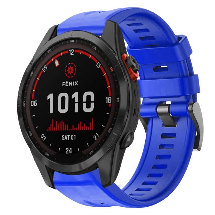 For Garmin Fenix 7S Solar Metal Buckle Solid Color Silicone Watch Band