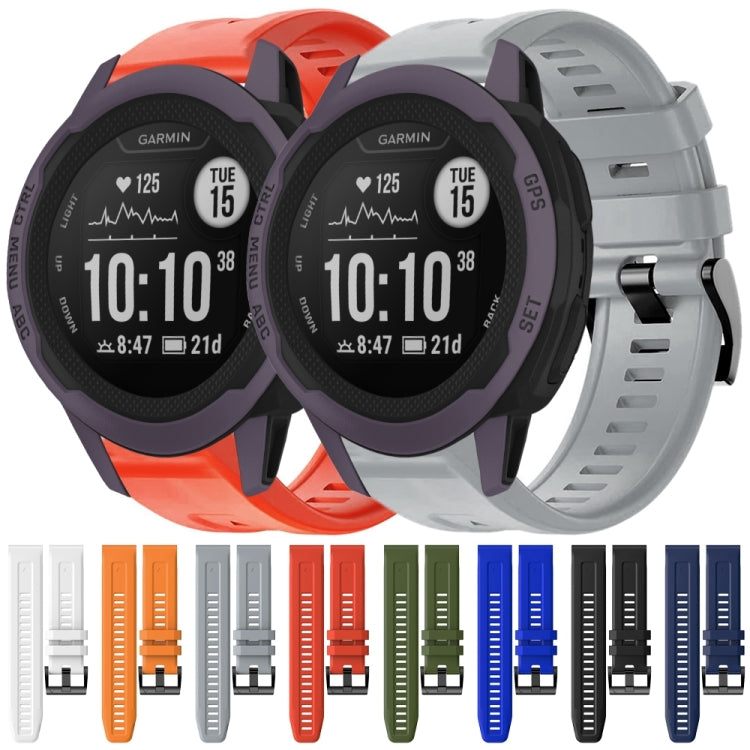 For Garmin Instinct 2S Metal Buckle Solid Color Silicone Watch Band