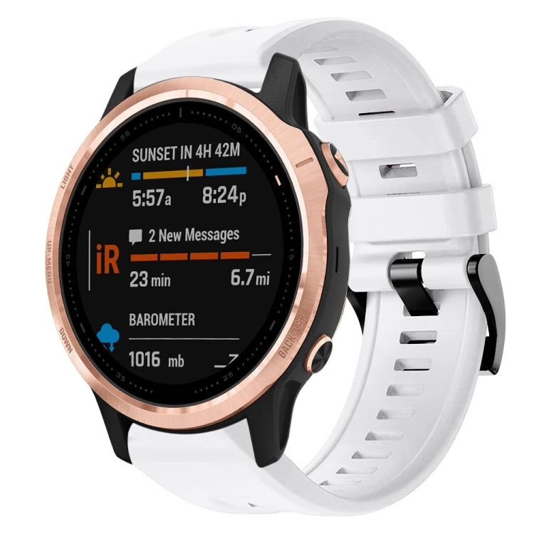For Garmin Fenix 6S Metal Buckle Solid Color Silicone Watch Band