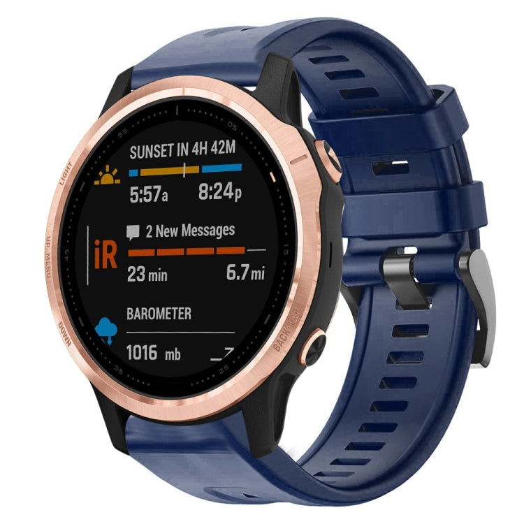 For Garmin Fenix 6S Metal Buckle Solid Color Silicone Watch Band