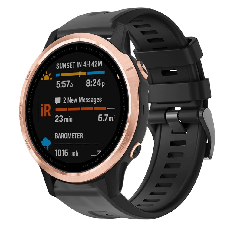 For Garmin Fenix 6S Metal Buckle Solid Color Silicone Watch Band