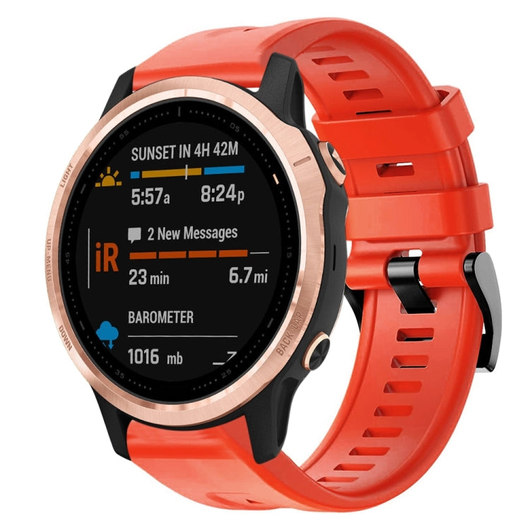 For Garmin Fenix 6S Metal Buckle Solid Color Silicone Watch Band