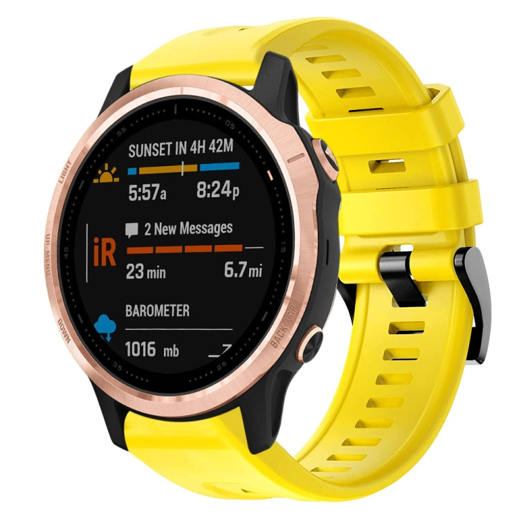 For Garmin Fenix 6S Metal Buckle Solid Color Silicone Watch Band