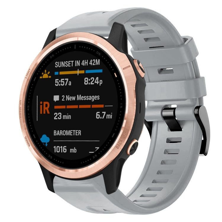 For Garmin Fenix 6S Metal Buckle Solid Color Silicone Watch Band