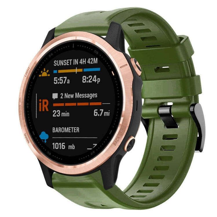 For Garmin Fenix 6S Metal Buckle Solid Color Silicone Watch Band