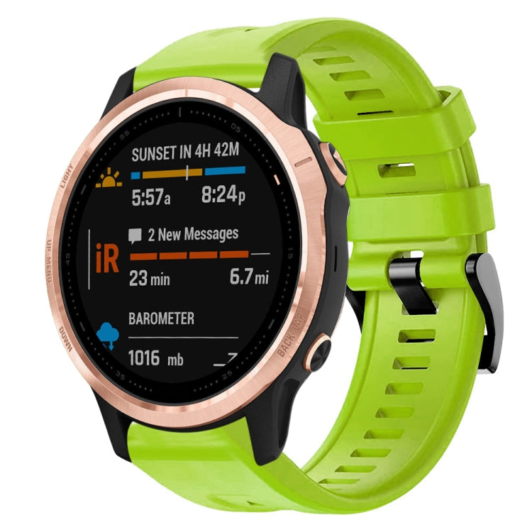 For Garmin Fenix 6S Metal Buckle Solid Color Silicone Watch Band