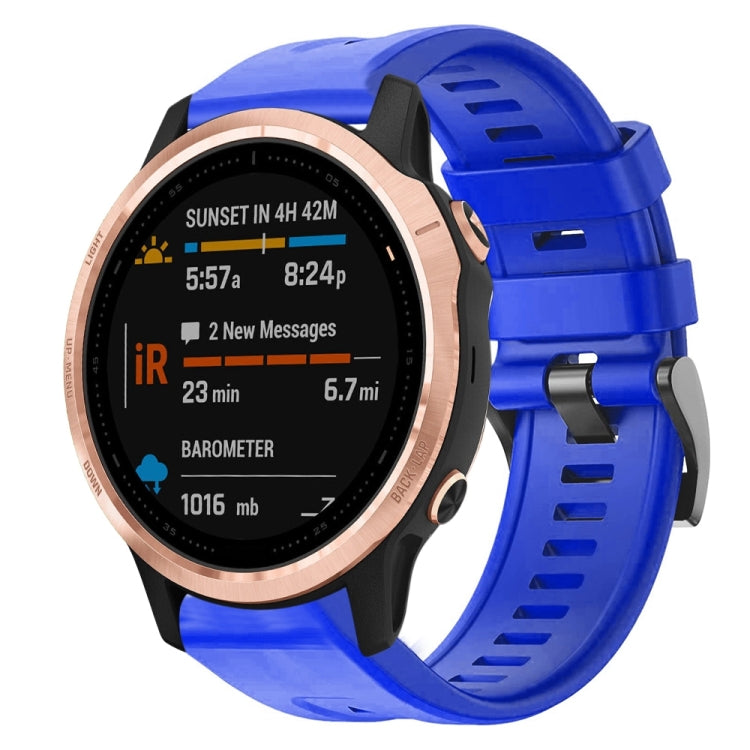 For Garmin Fenix 6S Metal Buckle Solid Color Silicone Watch Band