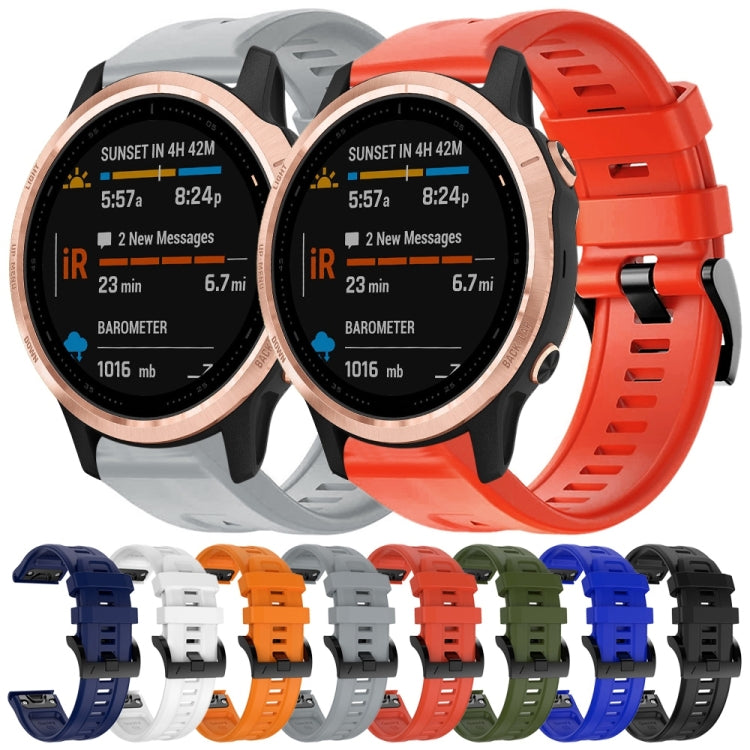 For Garmin Fenix 6S Metal Buckle Solid Color Silicone Watch Band