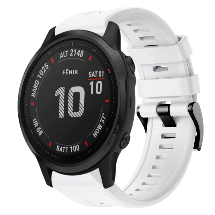 For Garmin Fenix 6S Pro Metal Buckle Solid Color Silicone Watch Band