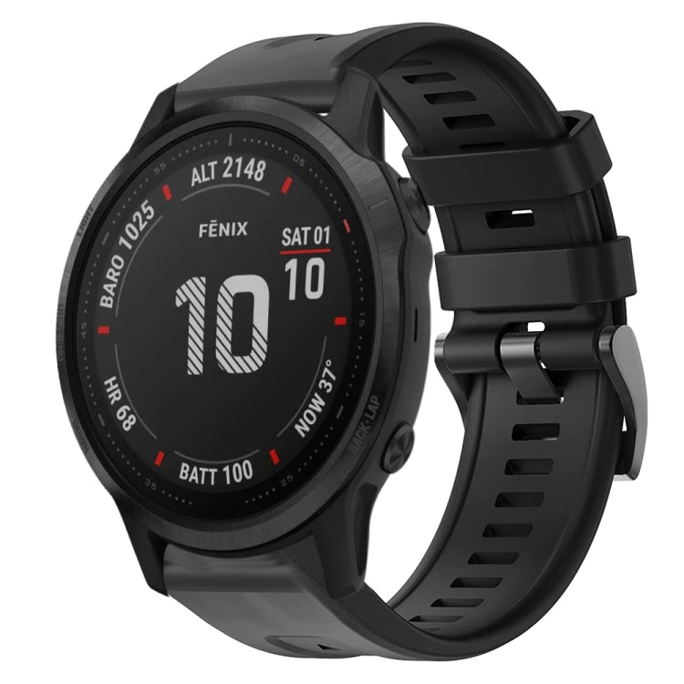 For Garmin Fenix 6S Pro Metal Buckle Solid Color Silicone Watch Band