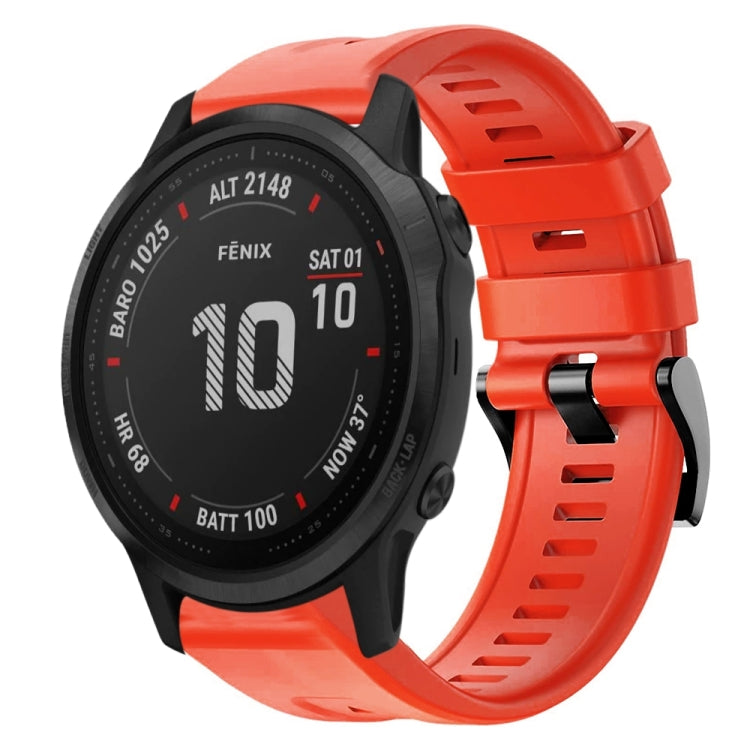 For Garmin Fenix 6S Pro Metal Buckle Solid Color Silicone Watch Band