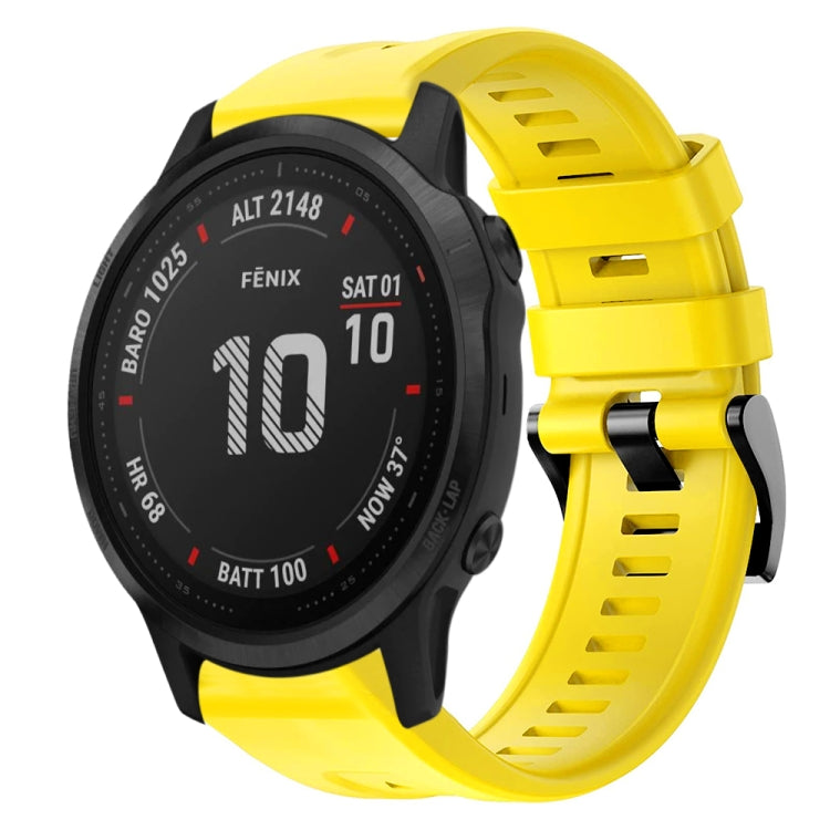 For Garmin Fenix 6S Pro Metal Buckle Solid Color Silicone Watch Band
