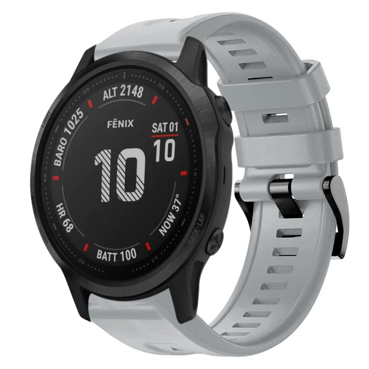 For Garmin Fenix 6S Pro Metal Buckle Solid Color Silicone Watch Band
