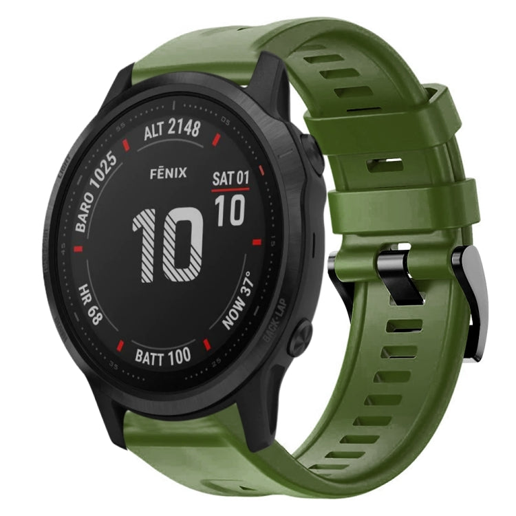 For Garmin Fenix 6S Pro Metal Buckle Solid Color Silicone Watch Band