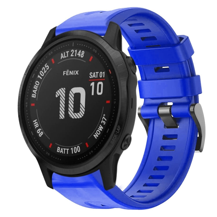 For Garmin Fenix 6S Pro Metal Buckle Solid Color Silicone Watch Band