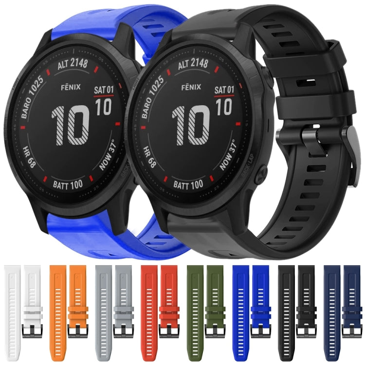 For Garmin Fenix 6S Pro Metal Buckle Solid Color Silicone Watch Band