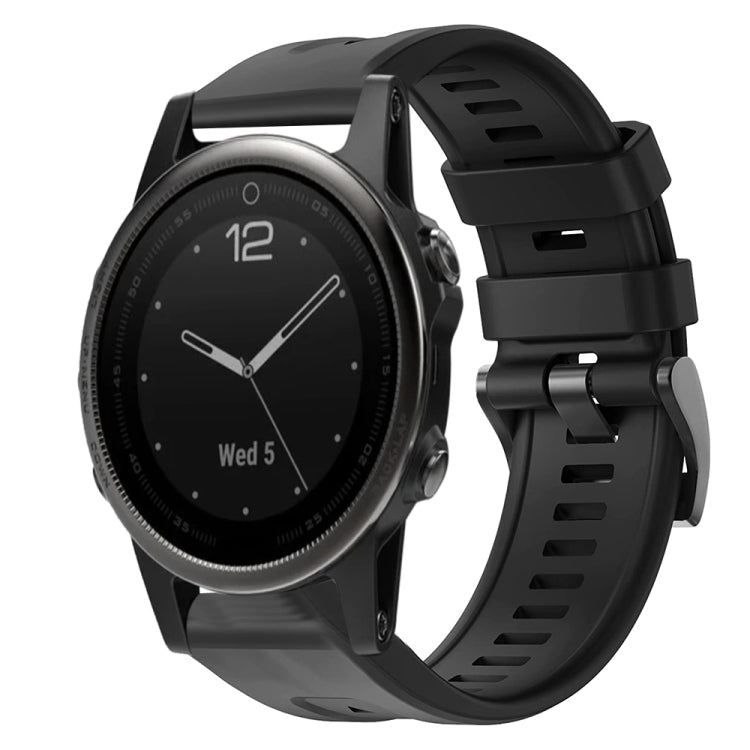 For Garmin Fenix 5S Metal Buckle Solid Color Silicone Watch Band