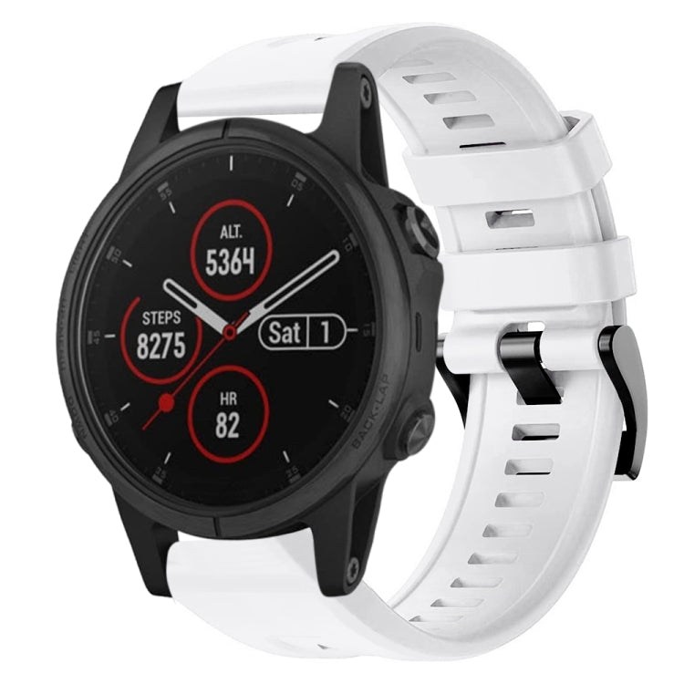 For Garmin Fenix 5S Plus Metal Buckle Solid Color Silicone Watch Band